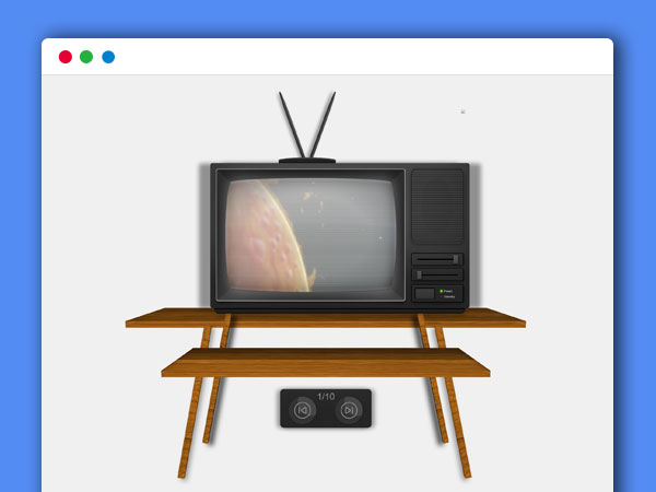 可播放可换台怀旧小电视HTML网页源码